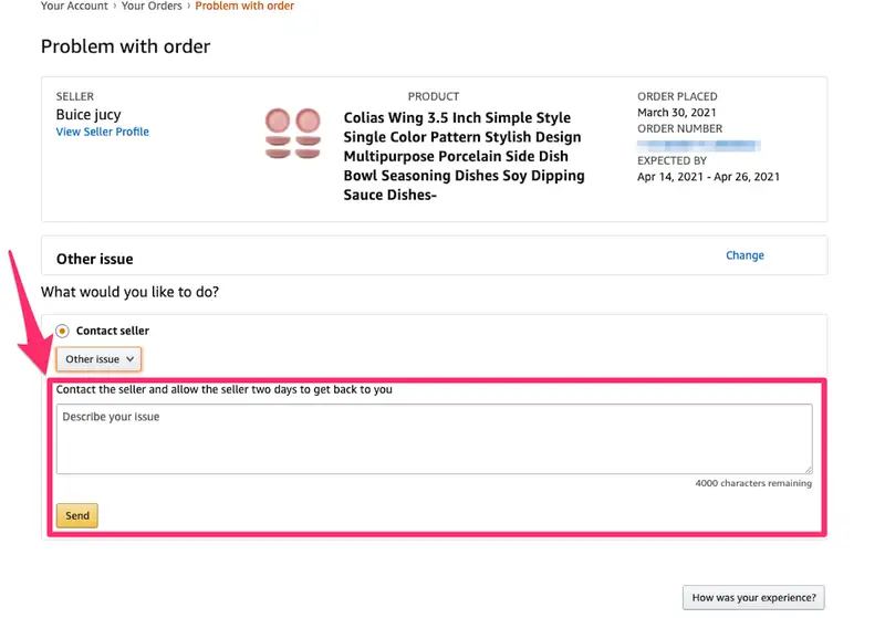 how to message seller on Amazon